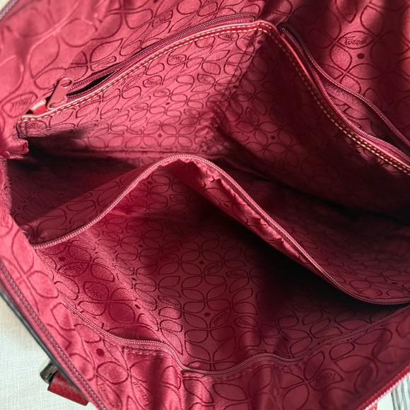 Fossil Red w/Silver Hardware Purse Tote, Shoulder Bag UGC - Picture 9 of 11